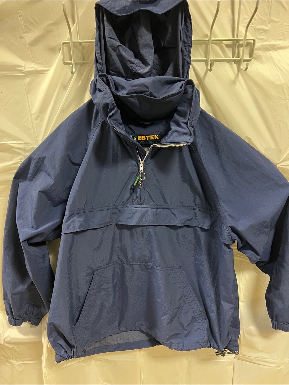 Eddie Bauer Navy Hooded Pullover Rain Anorak
